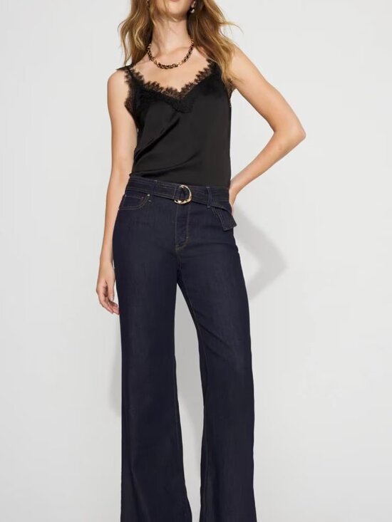 White House Black Market Denim - White House Black Market High-Rise Belted Wide-Leg Jean